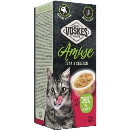 Voskes Mousse met stukjes tonijn en kip  7 x 30gr